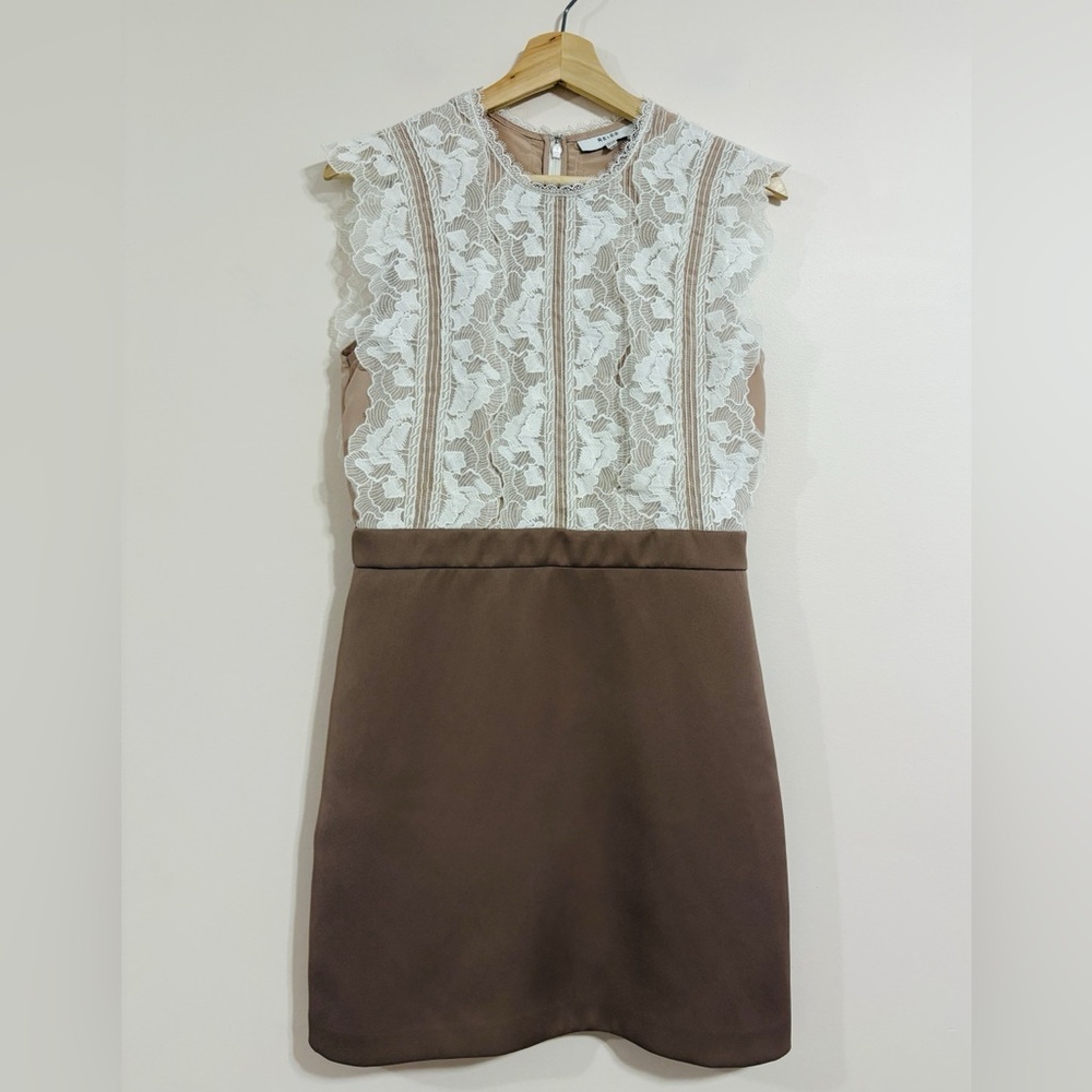 Reiss Sally Lace Detail Dress in Mocha, US Size 8 - Picture 6 of 14